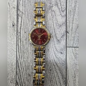 Geneva Two-Tone Red Dial Watch